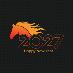 Happy New Year 2027 Creative Horse Head Logo Vector Illustration
