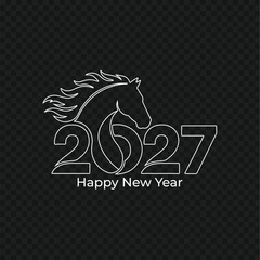 Happy New Year 2027 Creative Horse Head Logo Vector Illustration
