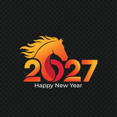 Happy New Year 2027 Creative Horse Head Logo Vector Illustration