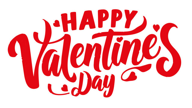 Valentine template illustration, modern red text typography calligraphy: Happy Valentine's Day, isolated on white background