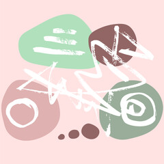 Free Hand Abstract Modern Brush Hand Drawing.