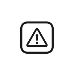 Warning icon depicted in a simple, flat design within a square frame, viewed directly
