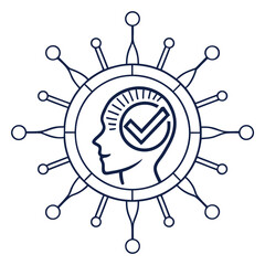 Fototapeta premium AI decision confidence icon, line vector on white.