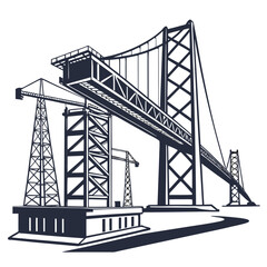 Fototapeta premium Modern Bridge Construction, Isolated on White for Design