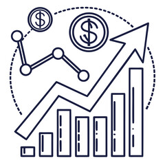 Financial Growth Analytics Icon - Outline Vector Art on White