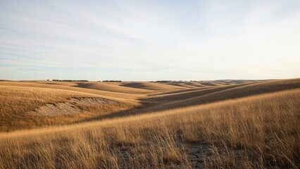 Fototapeta premium Golden Rolling Hills Under a Soft Sky