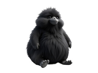 Obraz premium A black furry animal sits upright on its hind legs, offering a curious gaze