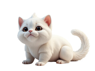Fototapeta premium A white cat sitting on a white surface with a calm expression