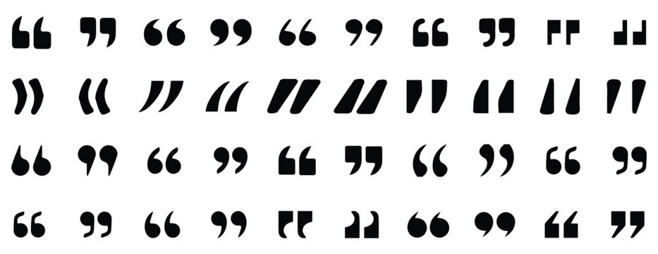 Set of quote mark icons set. Speech mark. inverted commas symbol isolated on white background. Vector illustration 