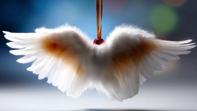 Heavenly Wings: A serene and ethereal display of delicate white angel wings, embodying peace and spiritual grace, with a touch of warmth in their hues.