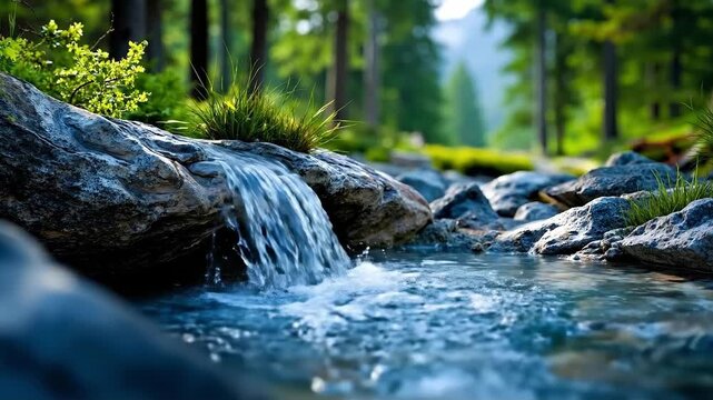 A small waterfall in the middle of a forest