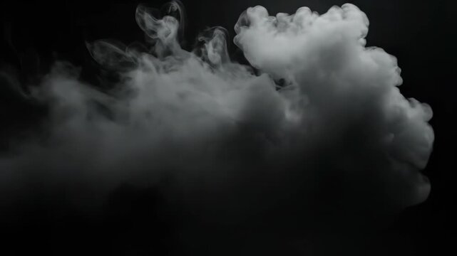 Smoke Clouds Rising in Dark Background.