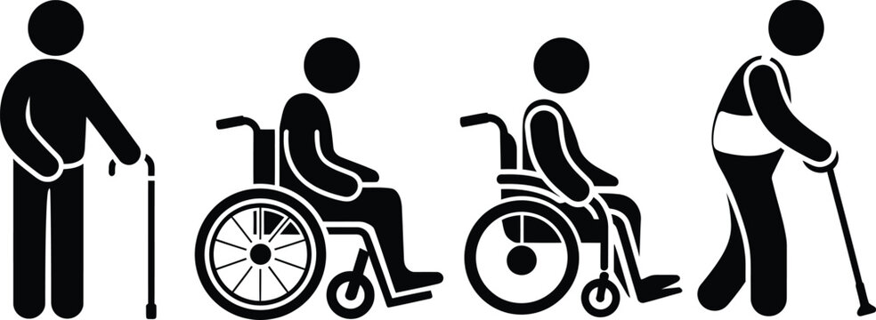 Iconic representation of elderly and disabled individuals using mobility aids