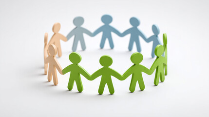 Unity and teamwork concept with diverse people in a circular network, ideal for community and collaboration themes