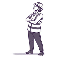 Fototapeta premium Architect in helmet and vest, supervising construction site