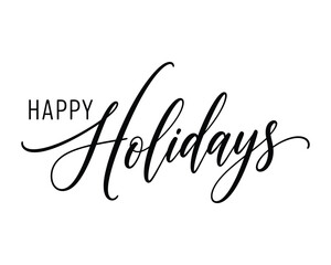 Happy holidays elegant calligraphic text design on a clean white background