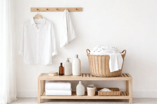 Bright Minimal Laundry Room
