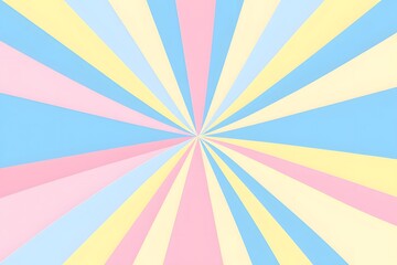 Classic pastel sunburst background featuring clear, distinct rays of pink, blue, and yellow radiating from a central point, delivering a timeless and joyful design element