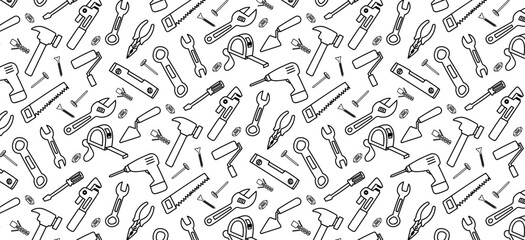 repair tools seamless patern doodle hand drawing drawn sketch cute engineer mechanic