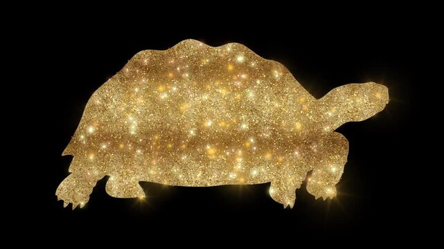 Luxury Tortoise with golden glitter, alpha channel