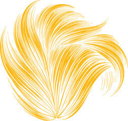 Abstract golden yellow background with feather-like waves, warm glowing lines, and bright flowing patterns