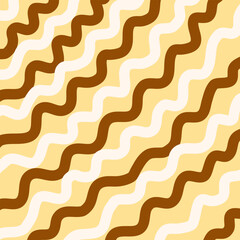 Seamless abstract pattern with repeating wavy zigzag lines in warm beige, cream and brown tones. Flat minimal design with rhythmic flow, modern decorative background for textiles and prints