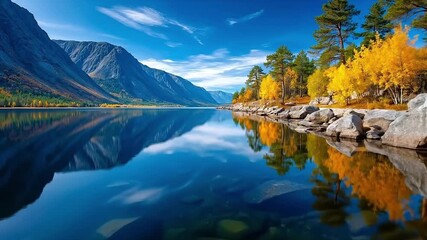 A lake surrounded by rocks and trees in the middle of a mountain range