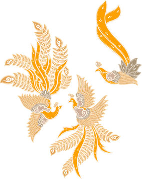 Traditional Batik Phoenix Bird Elements