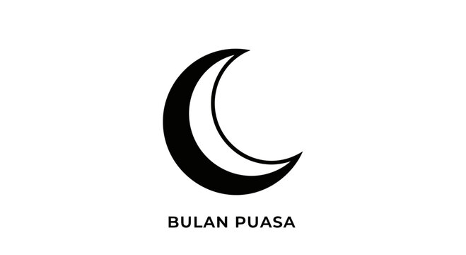 Crescent moon symbol Bulan Puasa logo.