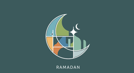 Ramadan Logo Design with Crescent Moon. © Fauzi