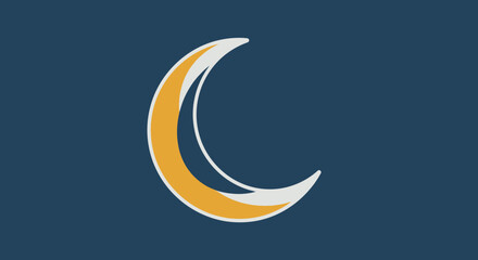Golden and White Crescent Moon Icon. © Fauzi