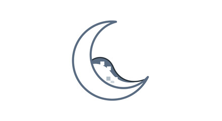 Fototapeta premium Crescent Moon with Man in the Moon Illustration.