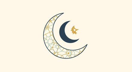 Crescent Moon with Star Illustration Design. © Fauzi