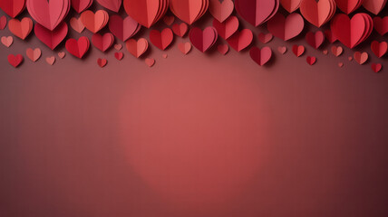 Valentine&rsquo;s Day clean banner design with red paper heart frame
