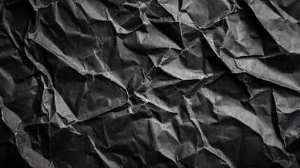 Close-up crumpled black paper texture