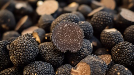 A pile of black truffles
