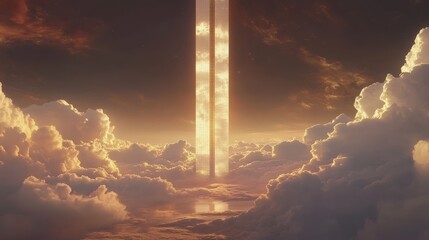 A space elevator stretching from the surface of a planet into orbit.