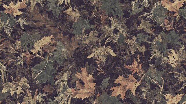 Detailed camouflage pattern of autumn leaves