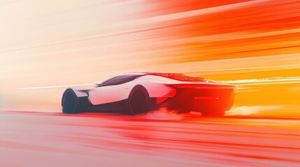 A high speed car chase through a futuristic cyberpunk city.