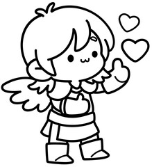 Obraz premium Cute Angel Valentine Illustration for Romantic Cards and Stickers