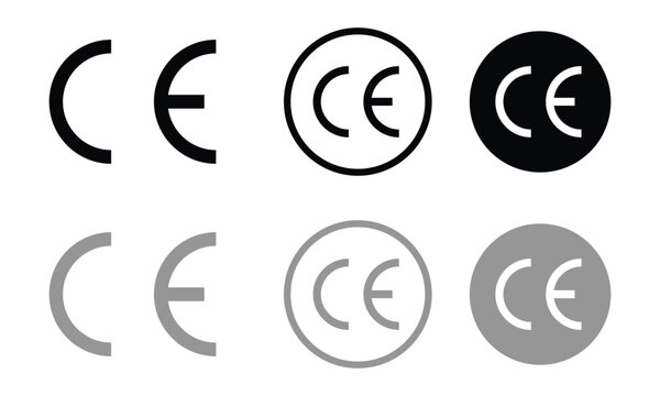CE Mark Icons in Black White and Gray Variations CE mark isolated on transparent background