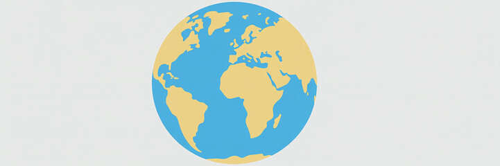 Stylized flat illustration of planet Earth with continents and oceans globe world