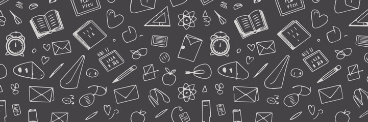 school monochrome education icons repeat pattern for classroom use