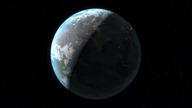 Location and map of Mongolia on the surface of the earth at nighttime.