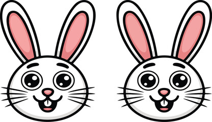 Obraz premium Cute Easter Bunny Faces Male and Female Rabbit Mascot Set
