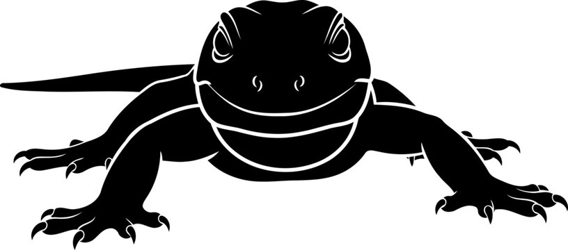 Crawling lizard silhouette front view reptile animal vector illustration