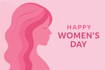 PrintHappy women s day greeting card with pink woman profile © Md