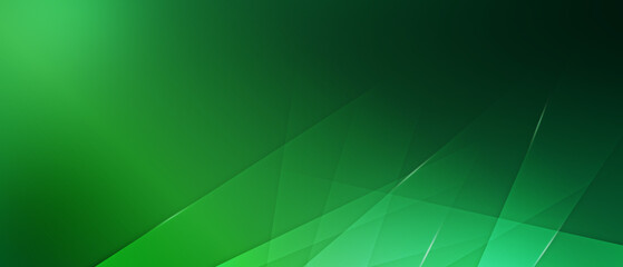 Abstract modern green horizontal banner background with geometric diagonal overlay layer and glowing lines