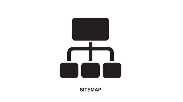 Simple sitemap icon with branching structure on transparent background silhouette