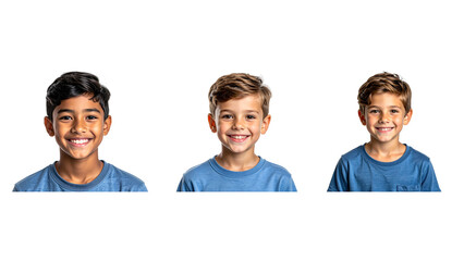 Happy Little Boy Smiling, Front View Portrait, Cute Expression, Isolated on Transparent PNG